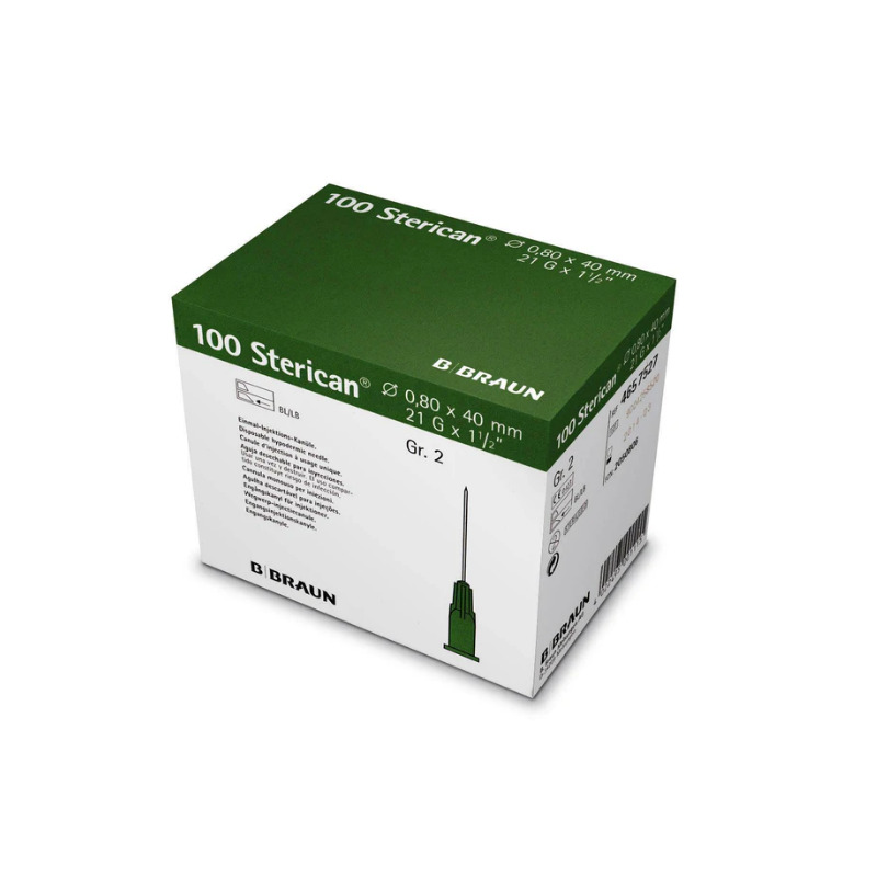 Jednorázové injekční jehly zelené 0,8x40mm 100ks Braun