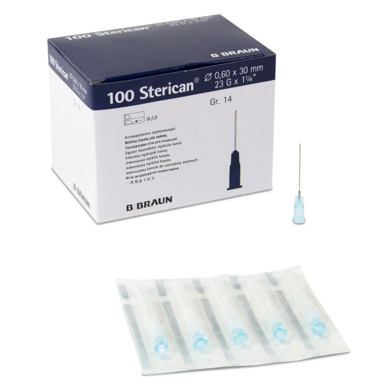 Jednorázové injekční jehly modré 0,6x30mm 100ks Braun