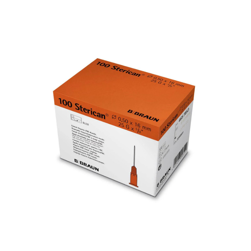 Jednorázové injekční jehly oranžové 0,5x16mm 100ks Braun