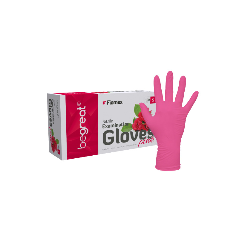 Rukavice BeGreat Nitril nepudrované pink 3,4g, XS, 100ks