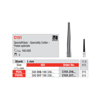 Tvrdokovová fréza tvar C151 316FGXL/11mm (3ks/bal)