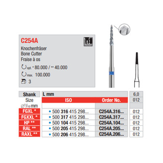 Chirurgická fréza FGXL C254A.316.012 (3ks/bal)