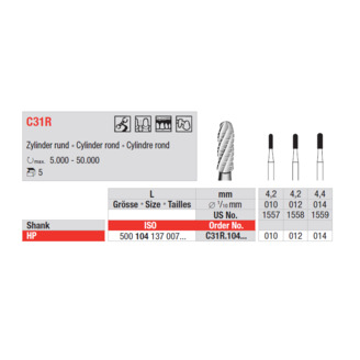 Tvrdokovový vrtáček HP  C31R.010  5ks