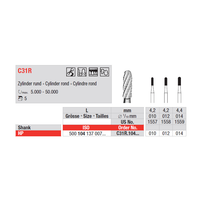 Tvrdokovový vrtáček HP  C31R.010  5ks