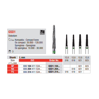 Diamant Osteotom GSD1.018 (3ks/bal)