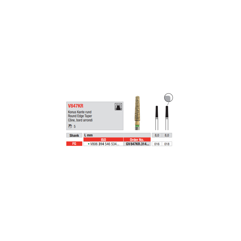 Diamant FG Diacut MLT GV847KR.016  (5ks/bal)