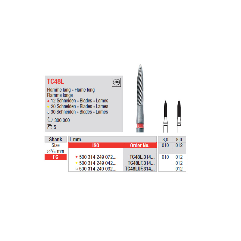 Vrtáček tvrdokovový FG TC48L.010G (5ks/bal)