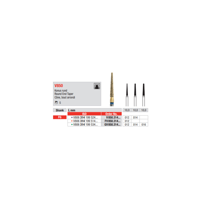 Diamant FG Diacut MLT V850.012  (5ks/bal)