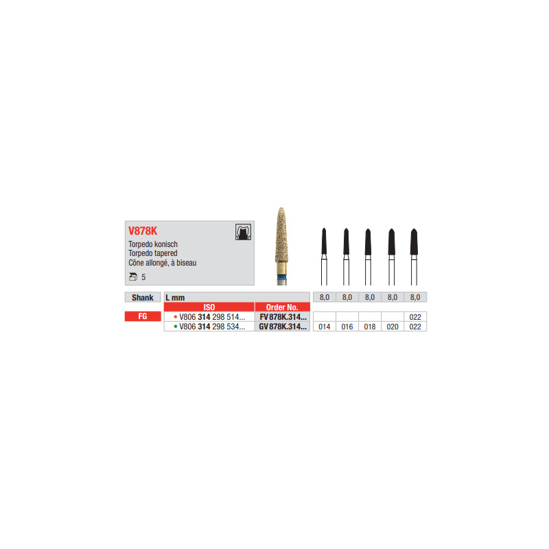 Diamant FG Diacut MLT V878K.014  (5ks/bal)