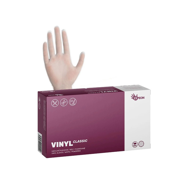 Vinylové rukavice VINYL CLASSIC vel.L 100 ks, pudrované, bílé, 4.8 g