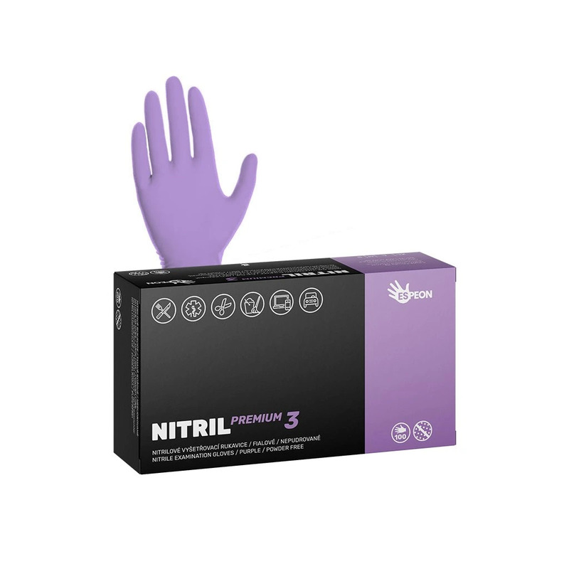 Nitrilové rukavice NITRIL PREMIUM3 vel.XL 100 ks, nepudrované, fialové, 4.0 g