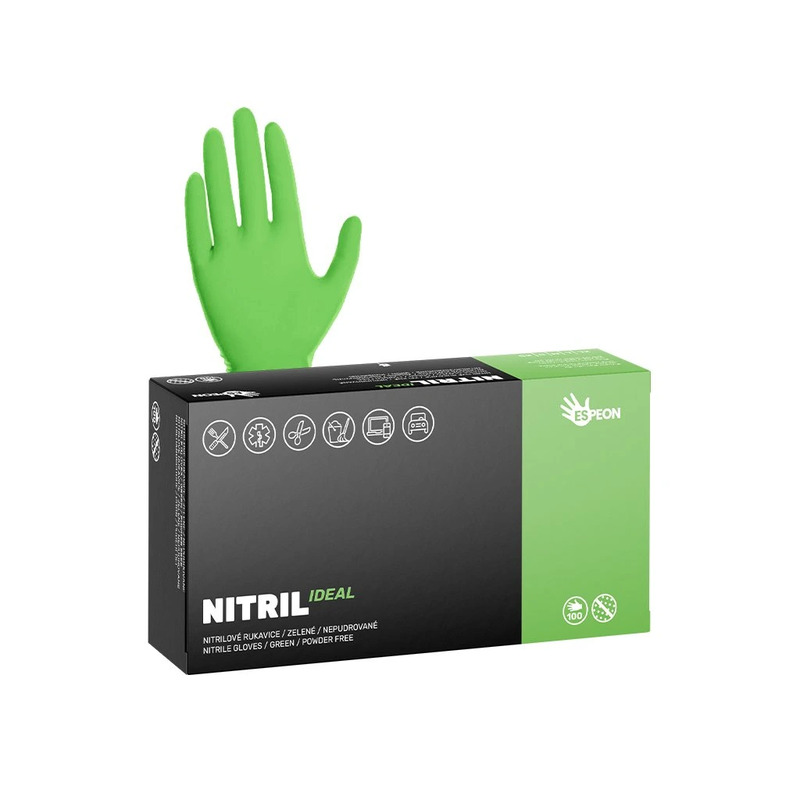 Nitrilové rukavice NITRIL IDEAL vel.S 100 ks, nepudrované, zelené, 3.5 g