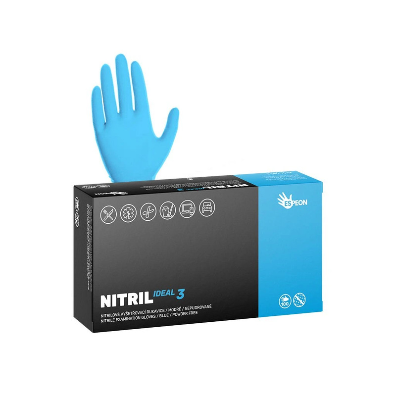 Nitrilové rukavice NITRIL IDEAL3 vel.S  100 ks, nepudrované, modré, 3.5 g