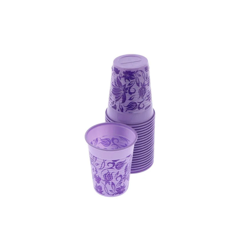 Pohárky Monoart Floral fialový 200ml, 100 ks