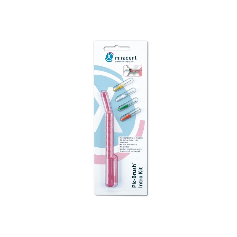 Pic Brush mezizubní kartáček držák + 4 ks růžový transparentní