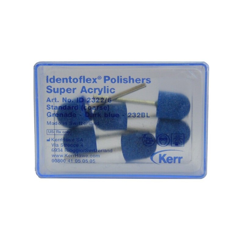 Identoflex Guma Super Acrylic hrubá, tm.modrá s dříkem-granát 6ks