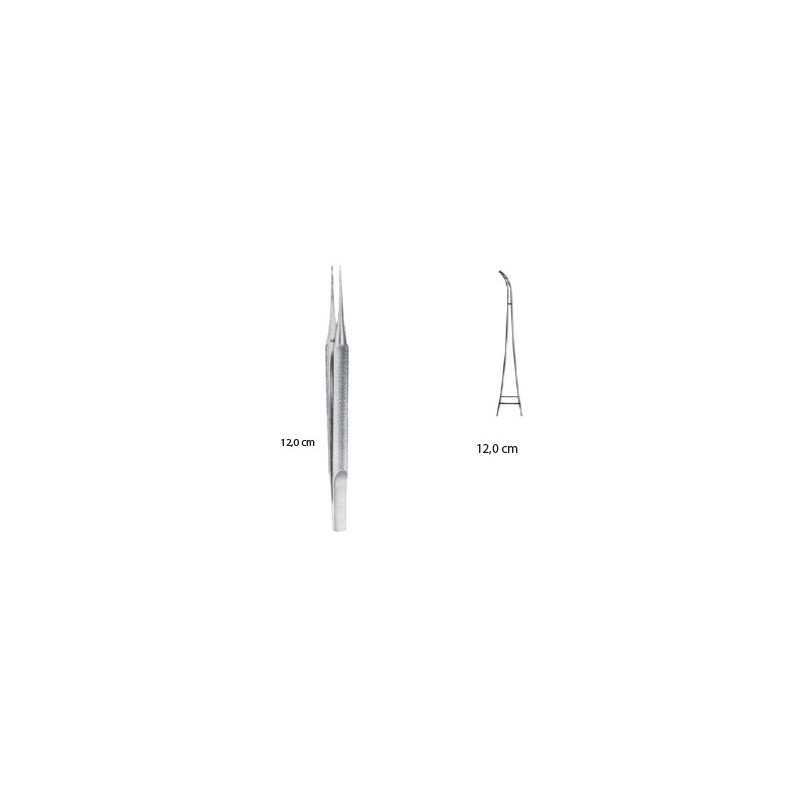 Pinzeta šicí zahnutá 0,3 mm; 12 cm