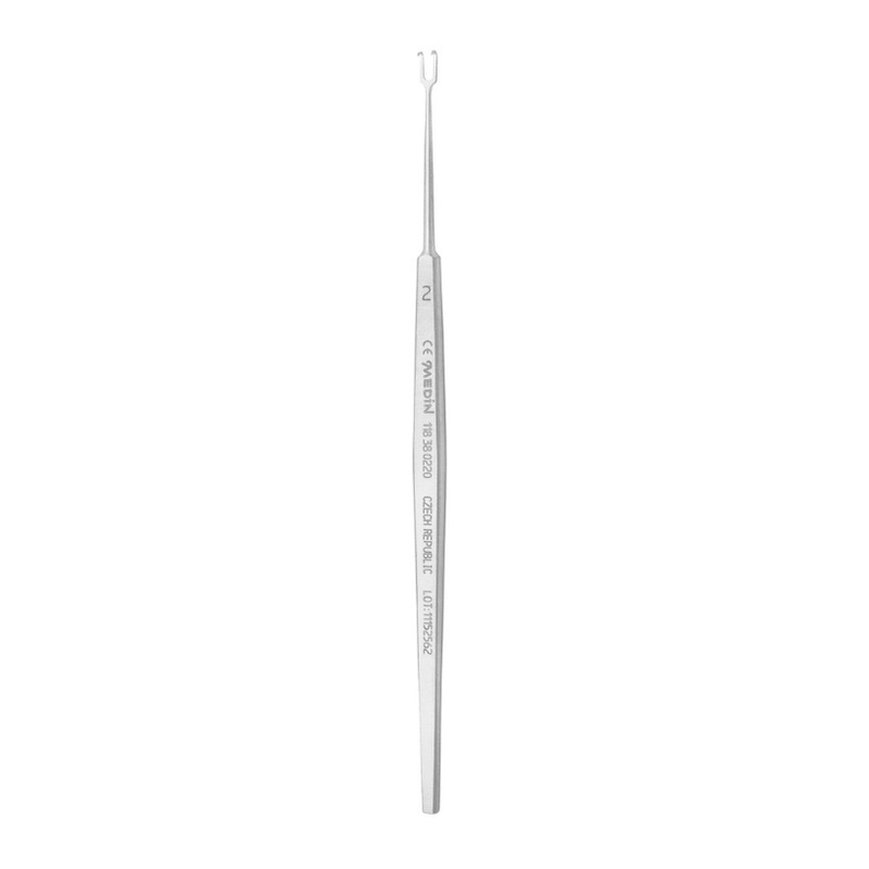 Háček oční dvouzubý ostrý; 3,2 mm; 13,5 cm