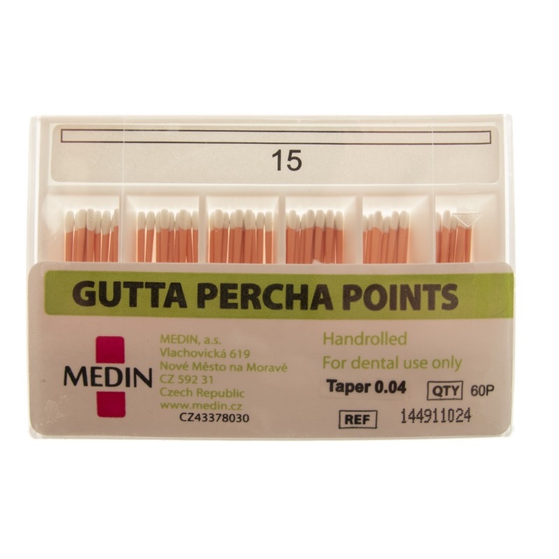 Čepy gutaperč. kužel 0,04 015, 60 ks  