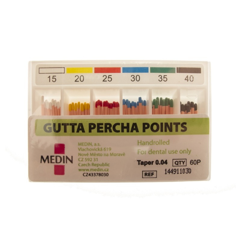 Čepy gutaperč. kužel set 0,04 015-040, 60 ks