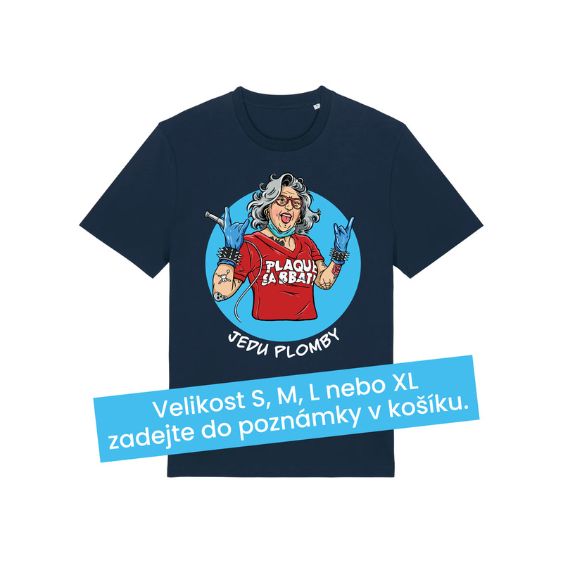 Tričko pánské krátký rukáv modré s potiskem Jedu plomby 