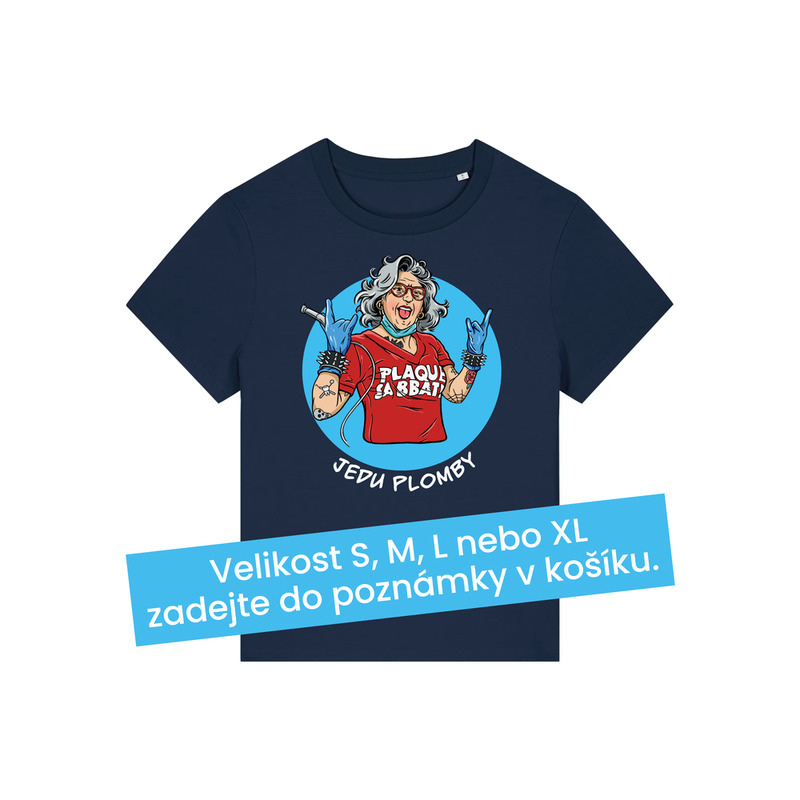 Tričko dámské krátký rukáv modré s potiskem Jedu plomby