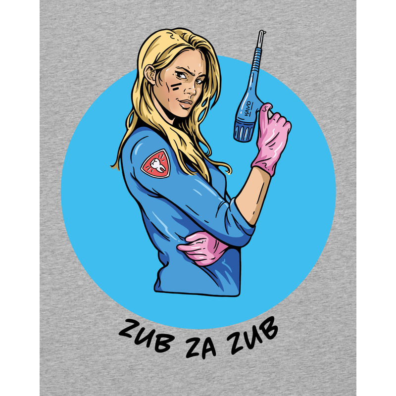 Tričko dámské krátký rukáv šedé s potiskem Zub za zub vel. S