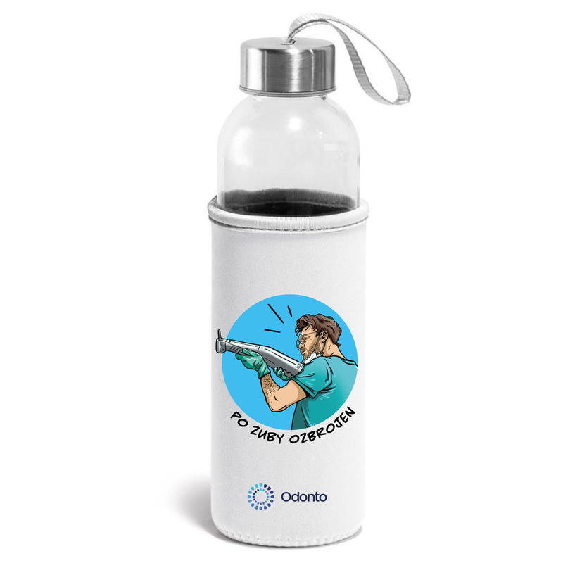 Termoláhev bílá s potiskem Po zuby ozbrojen objem 530 ml