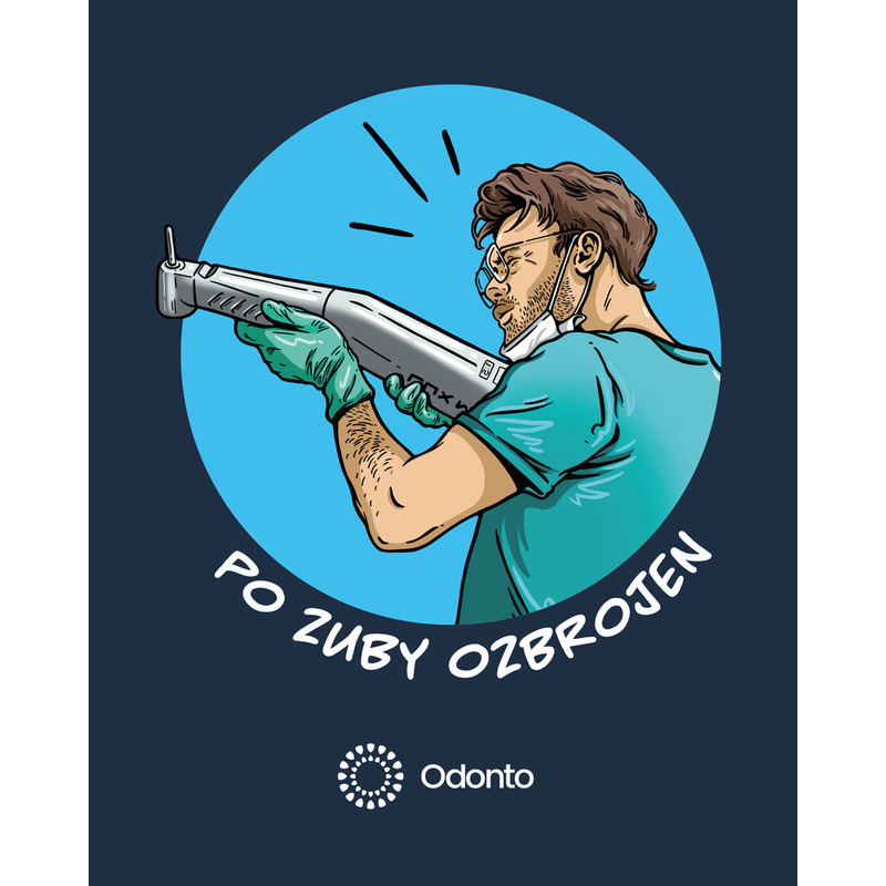 Taška malá modrá s potiskem Po zuby ozbrojen