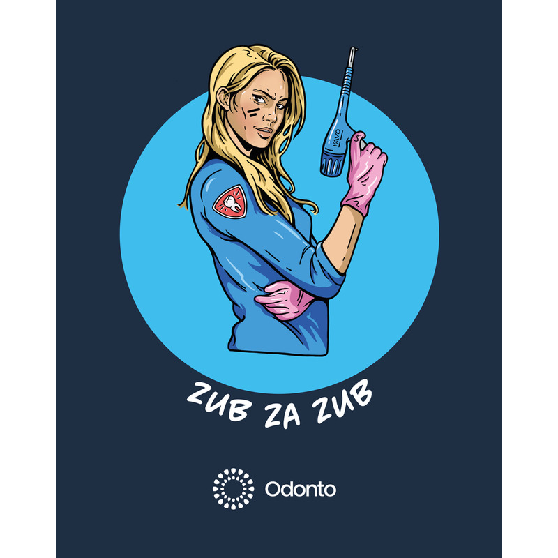 Taška velká modrá s potiskem Zub za zub