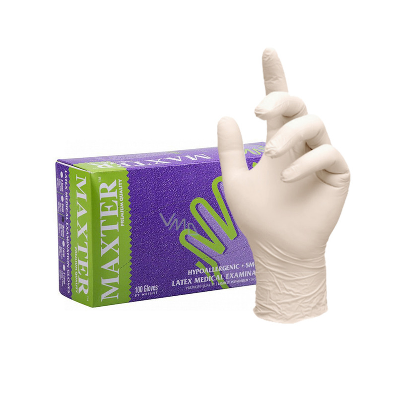 Rukavice Maxter Latex lehce pudrované vel. S, 100ks