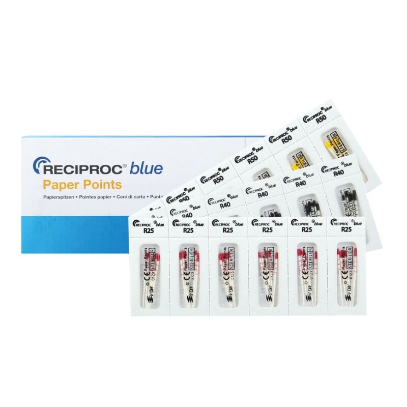 Reciproc Blue papírové čepy R25 180ks červené, VDW